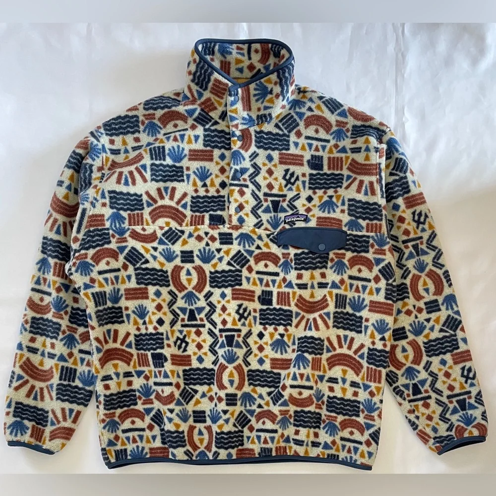 Patagonia Synchilla Snap-T Pullover Men's XL Protected Peaks Multi Big Oatmeal - Picture 2 of 12